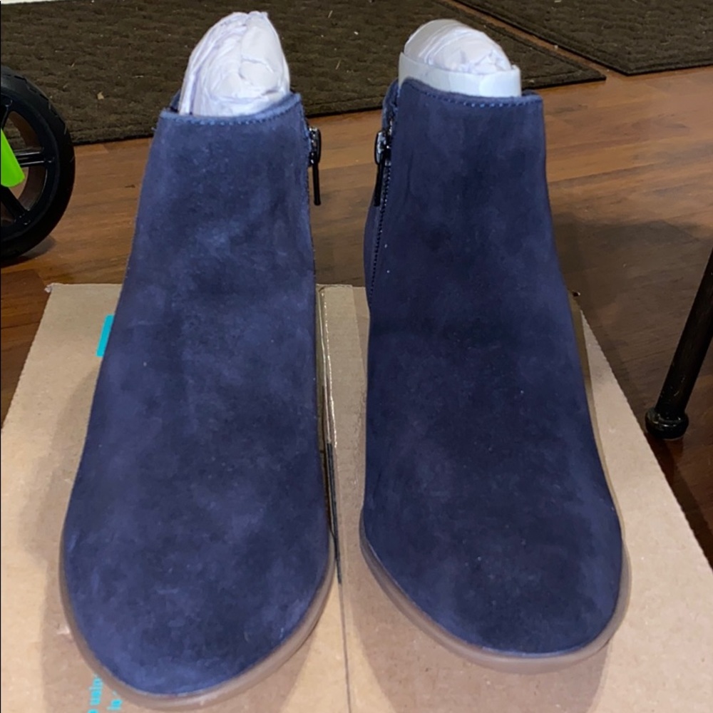 Navy Blue Suede Booties